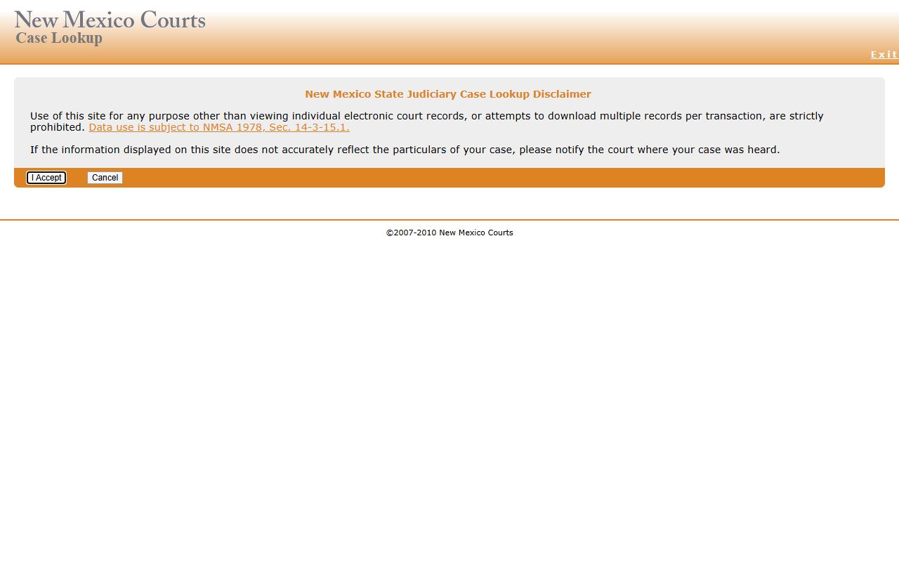 Valencia County court records New Mexico Case Lookup portal
