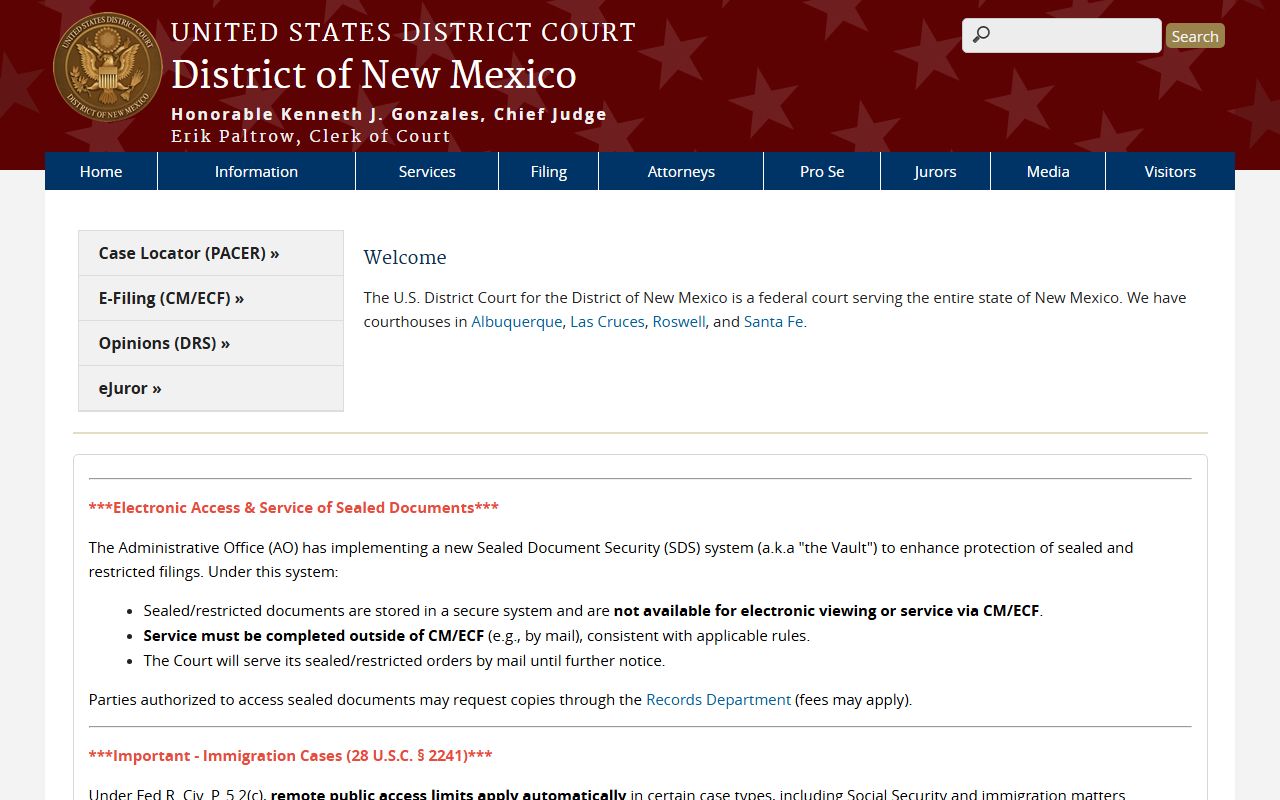 Valencia County traffic court records federal district court reference